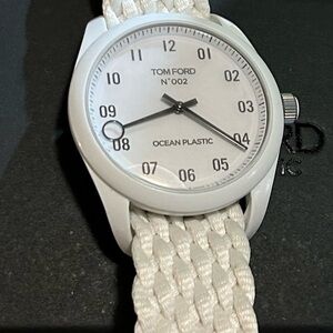 Tom Ford Ocean Plastic Watch With 40mm White Face & White Fabric Band